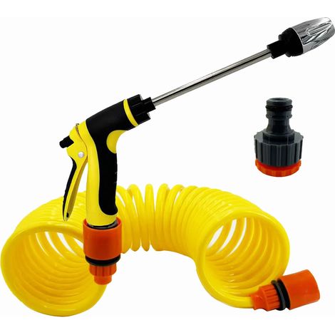 (JAUNE, 10 M) Tuyau d'arrosage télescopique avec buse haute pression, kit d'outils pour le lavage de voiture, tuyau d'extension pour nettoyeur haute pression