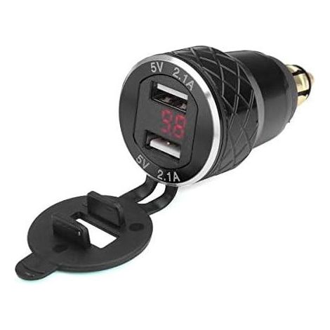 12V-24V 4,2A Voltmeter, rotes Motorrad-Doppel-USB-DIN-Ladegerät für BMW-Motorräder – Schwarz (1/5)