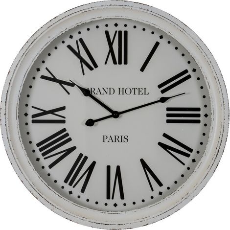Hotel Paris White Clock with Glass - Wood - L7 x W50 x H50 cm - White