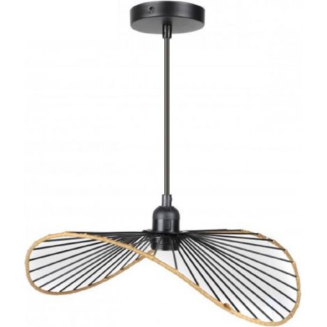 Suspension Rayonnée en Métal Noir et Corde de Papier - D35,5 x H10,5 cm - Livraison gratuite (1/2)
