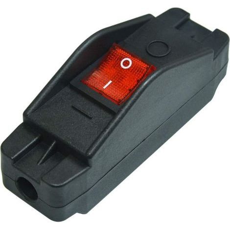 Outdoor in-line on/off switch, 16 A, with red indicator light, 220 V, spring-loaded and waterproof. (1/5)