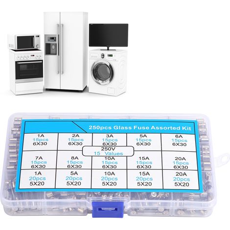Sicherungskasten mit 250 Teilen, Verpackung 1-20 A 250 V, 6 x 30/5 x 20 mm (1/5)