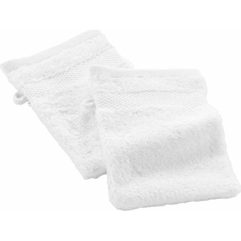 Lot de 2 Gants de Toilette "Elegance" 15x21cm Blanc (1/5)