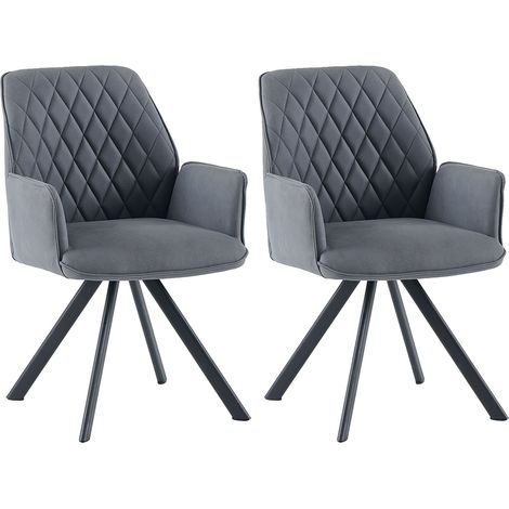 Lot de 2 chaises repas 56x62x87 cm en microfibre gris - VENTER