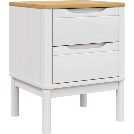 Comodino con due cassetti 45 x 39 x 57 cm in legno massello di pino bianco DEC033913