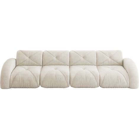 Sofá modular sin marco de 4 plazas en chenilla beige claro, 358 x 95 x 76 cm, sin montaje (1/5)