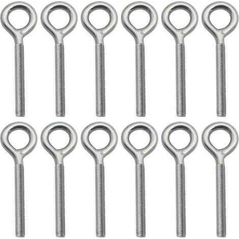 Lot de 12 Boulons- M8 à Oeil en 304 Acier Inoxydable Vis à Anneau Piton à Visser pour Balançoire Machine Extérieure (1/5)