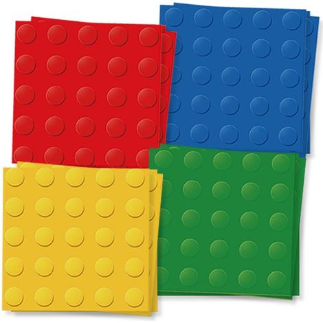 Party-Servietten Baustein-Design 16,5 cm für Kindergeburtstage 20 Stück