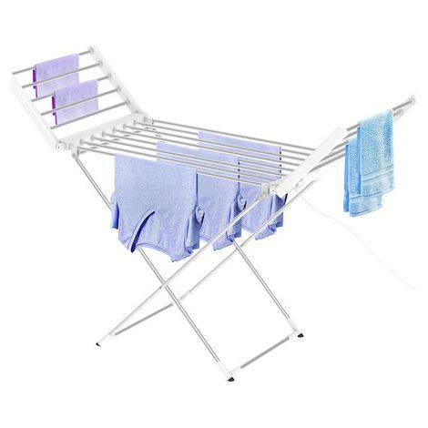 Sèche-Linge Electrique, Etendoir Pliant d'Intérieur à Etages, Classique, Blanc, Dimensions du produit replié: 113 x 53 x 7 cm (1/5)