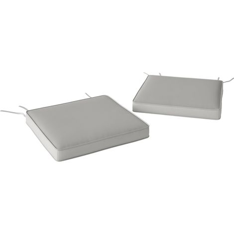 Set of Two 45 x 45cm Garden Seat Cushions - Light Grey