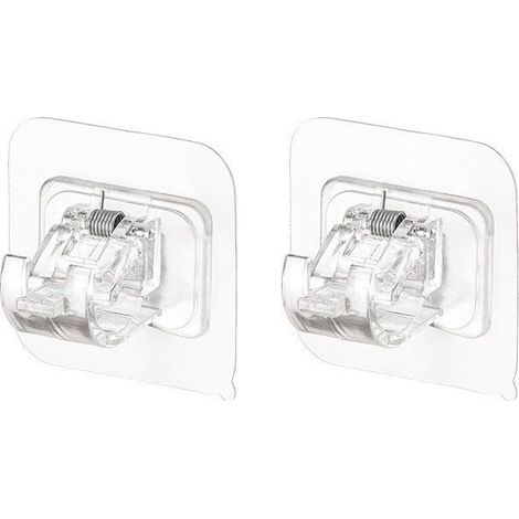 Deux crochets transparents de 66 cm pour tringle à rideaux murale (aucun perage requis) supports de fixation adhésifs rétractables pour tringle. (1/5)