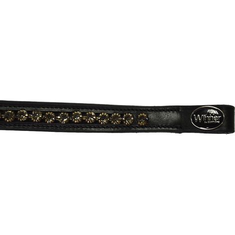 Full, Marrone: Winner 16 mm Lederfrontplatte mit graphitfarbenen Strasssteinen