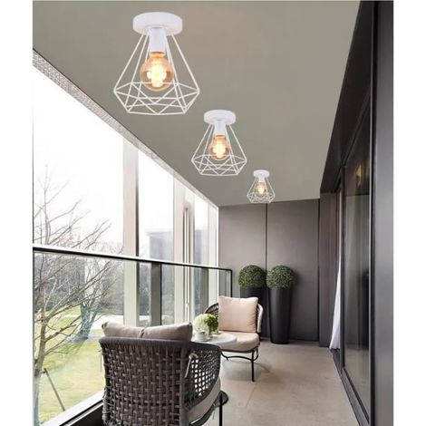 U-do 3pcs Retro Plafonnier en Cage Couloir Créatif Lustre Plafonnier Industriel Vintage Fer Designe Simple Style Edison pour Salon (1/4)