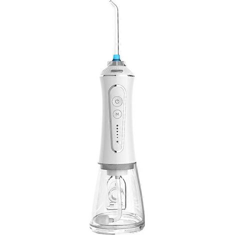 Hydropulseur buccal portable sans fil avec réservoir détachable de 300 ml, 5 niveaux de pression (30-130 psi), 6 embouts de jet pour le nettoyage des dents ( ) (1/2)