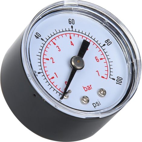 Mechanisches Manometer für Luft, Öl und Wasser, 1/8 Zoll BSPT-Rückanschluss (0-100 psi 0-7 bar) (1/5)