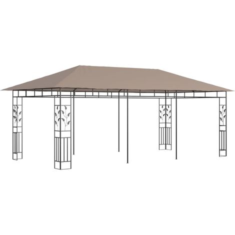Belvédère avec moustiquaire 6x3x2,73 m Taupe 180 g/m² (1/5)