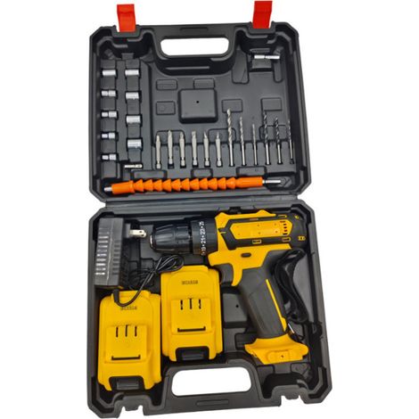 Perceuse Visseuse Sans Fil 21V, Perceuse Multifonction avec 2 Batteries Lithium et Chargeur, Tournevis Électrique pour Bricolage