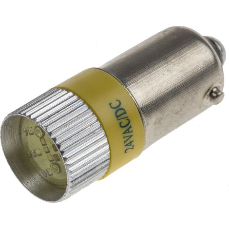 Voyant à LED Jaune, culot BA9S, 24V c.a. / V c.c. ( Prix pour 1 )