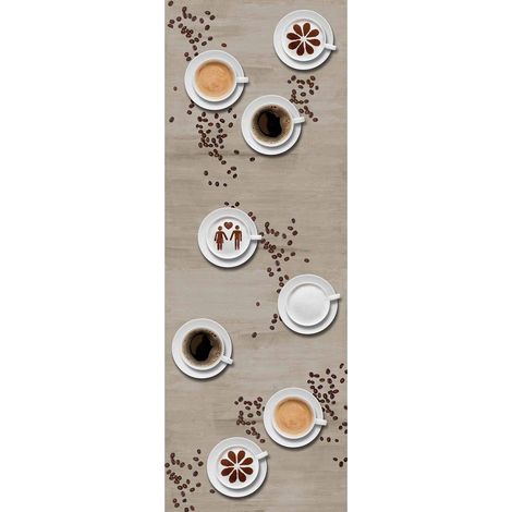 Papier peint panoramique pour salle à manger | Tapisserie panoramique à motif café | Papier peint panoramique beige et marron - 280 x 100 cm (1 pièce) (1/2)