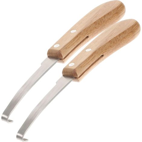 Couteaux à Parer en Acier Inoxydable avec Manche en Bois, Lot de 2 Coloris Kaki, Fixation Solide du Manche, pour Nettoyage et Parage des Sabots, Résistance à L’usure (1/5)