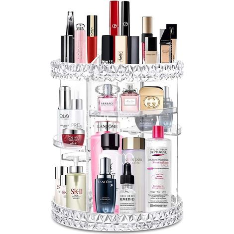 Organisateur Maquillage - Support Rotatif 360° En Acrylique - Pour Coiffeuse Salle De Bain Bureau - 8 Compartiments Réglables - 1 Pièce (1/5)