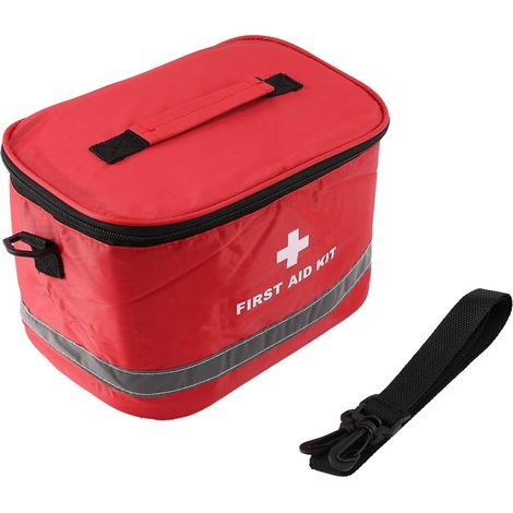 Ensemble de Secours Extérieure Sac de Camping Sportif Sac de Survie d'urgence Médicale À Domicile Sac À Bandoulière avec Symbole de Croix Frappant en Nylon Rouge (1/5)