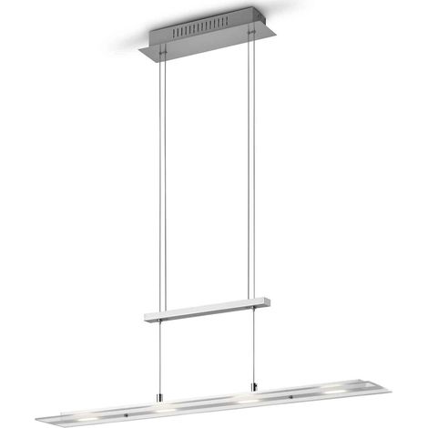 Lampada a sospensione 4 luci LED, metallo, nichel opaco, L80 cm, Milos (1/5)