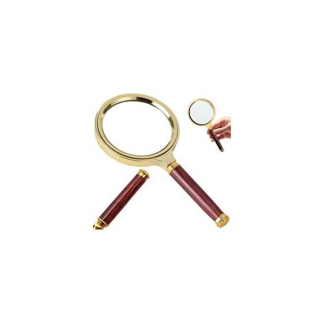 loupe à Main grossissement 10x loupe Senior 80mm Verre véritable léger loupe de Lecture (Or/Rouge) (1/4)