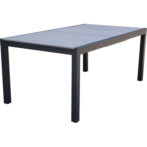 Tavolo estensibile da esterno 180/240 cm con struttura in alluminio e piano in polywood effetto legno in doghe -  Black (1/5)