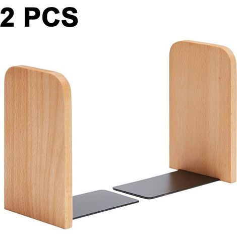 2 Pièces simples en Bois serre-Livres, épaissi Étagères de livres, serre-Livres en bois Massif, pour les Étudiants, une Tête ronde / carrée Tête(Vierkantkopf de Hêtre) (1/5)