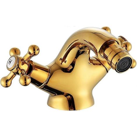 Robinet lavabo bidet intégré mitigeur pivotant 360° laiton antique double levier eau chaude/froide normes britanniques (1/5)