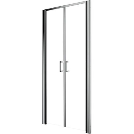 Porta Doccia 100 cm Apertura a Saloon H190 Cristallo Trasparente