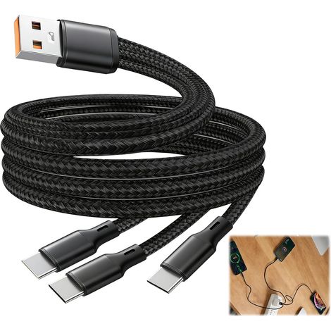 Câble en Nylon Chargeur USB C, Câble Multi USB C Charge Rapide (1/5)