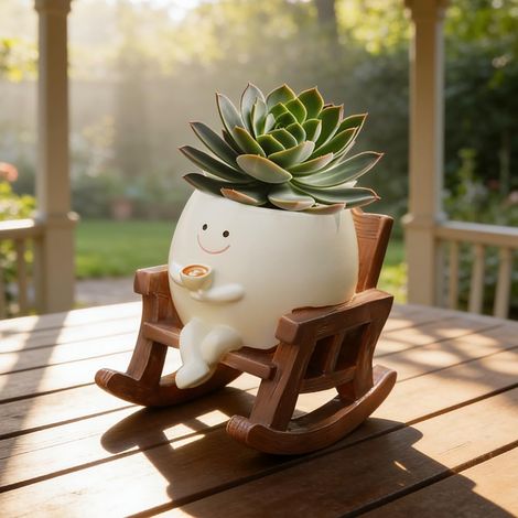 Pot de Fleur Balançoire, Cache-Pots de Fleurs Avec trou de drainage, pour Pot Plante Intérieur, Pot de Fleurs Mignon avec Motif Smiley avec Visage à Bascule Vase Visage, pour Plant-ES Succulent (1/5)