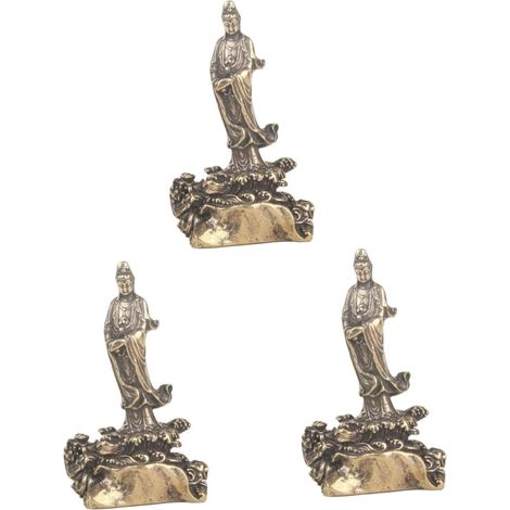 Lot De 3 Statues Vintage en Laiton Décoration Rétro pour La Maison Petite Sculpture pour Salon Bureau Balcon (1/5)