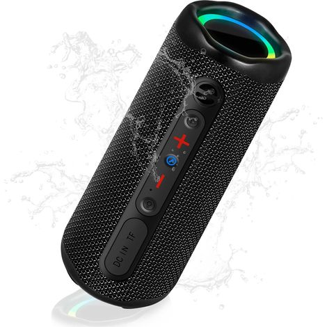 Enceinte Bluetooth 5.3 Portable Étanche IPX7, 20H Autonomie, 24W Bass Puissant et Son Surround 360°, Haut-Parleur sans Fil pour Extérieur, Fête, Voyage, Noir (1/5)