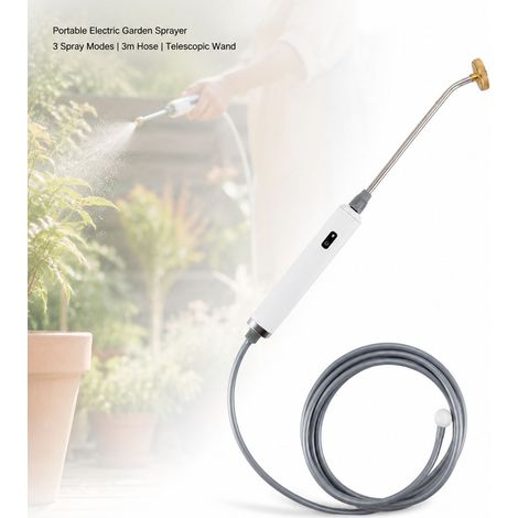 Arrosoir Électrique - Inox Rétractable 11-19" - Jet Ajustable, Batterie 2200mAh, Tuyau 3m, Buse Cuivre (1/5)