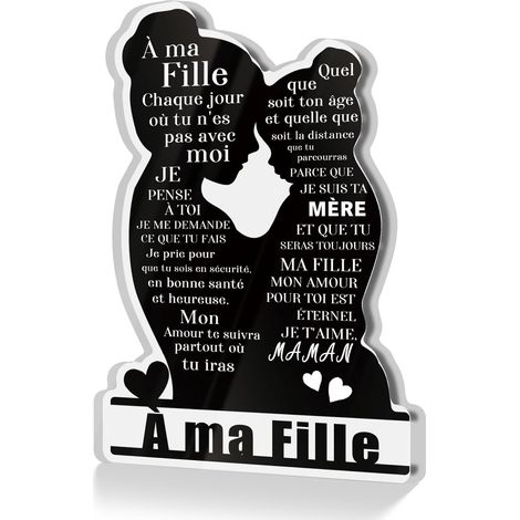 Décoration en Acrylique "À ma Fille, Chaque jour que je vis je pense à toi" avec Message d'Amour et Maman et Fille - Cadeau Sentimental pour Anniversaire, Noël, Fête des Mères (1/5)