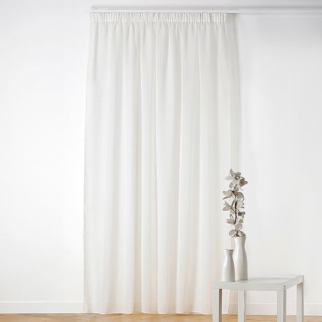 Voilage à Galon Fronceur - Effet Bouclé Ecru 240x260 cm