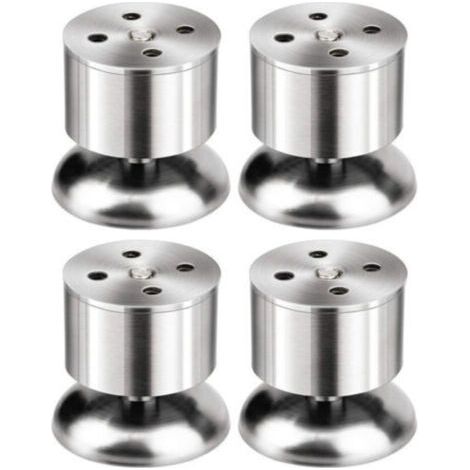 Lot de 4 Pieds de Meuble Réglables 6cm, Support Acier Inoxydable avec Coussinets Caoutchouc et Vis (1/4)