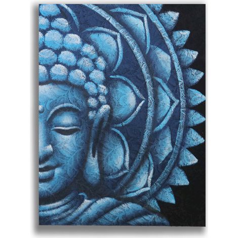 Mandala Demi Bouddha Bleu 60x80cm- Vendu par 1