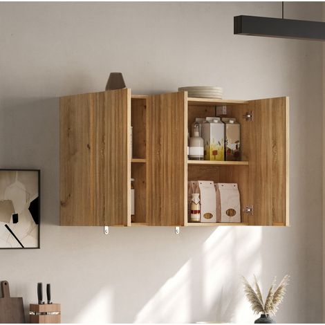 Mobile da cucina a muro 3 ante, 90 x 29 x 60 cm, MDF naturale HAVRYA (1/5)