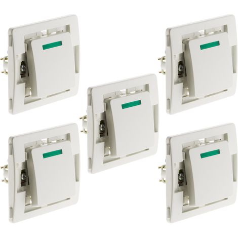 Lot de 5 boutons poussoirs à voyant blanc 10A – Bornes automatiques – Puissance max 2300W sous 230V – Certifié NF et CE – Venus
