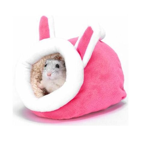 Small Cotton Nest for Hamsters, Hibernation Nest, Cotton Nest for Rabbits, Warm Hibernation Nest for Small Animals Like Mini Hedgehogs, Pink (1/4)