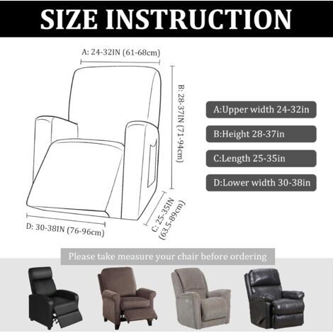 Dehnbarer Sesselbezug für 1-Sitzer-Relaxsessel, Sesselbezug, Sofabezug mit Tasche, Schonbezug für Relaxsessel, Graue Ausführung (1/4)