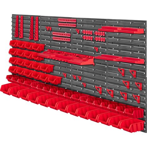 KADAX Werkstattwandregal, Wandplatten, 156 x 78 cm, Rot, 95 tlg.