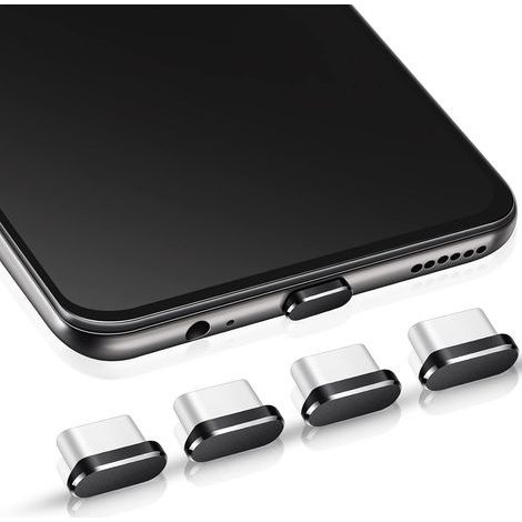USB C Dust Cap, Type C Dust Cover, Black Port Cap Protector (4pcs) (1/5)