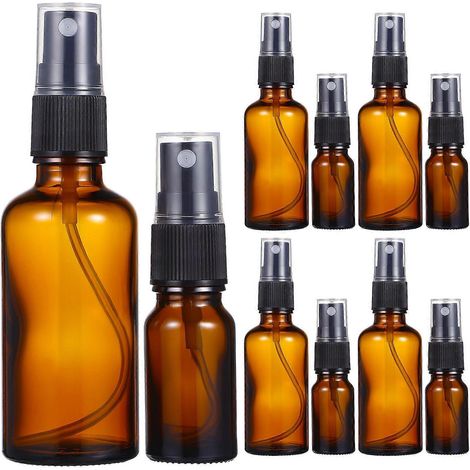 Lot de 10 flacons vaporisateurs en verre de 10/50 ml, vides et rechargeables, pour parfums de voyage et huiles essentielles. (1/2)
