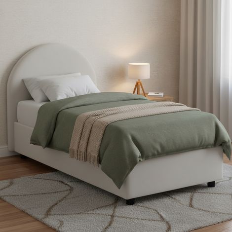 Talamo Italia Cama individual Vittoria, Cama contenedor con tapizado en ecopiel, 100% Made in Italy, Apertura lateral, con colchón 80x190 cm incluido, Blanco, con embalaje reforzado (1/5)