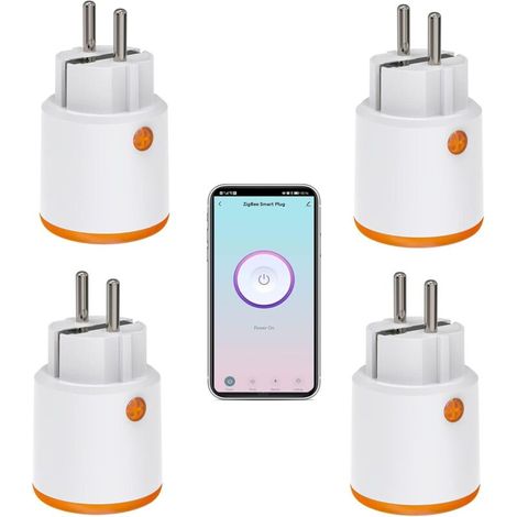 Intelligente Steckdosen – Zigbee Smart Plug mit Mess- und Timerfunktion, Steuerung per Tuya-App, Push-Benachrichtigung, Zigbee-Hub erforderlich, 16-A-Steckdose, kompatibel mit Alexa und Google Home (4 (1/4)
